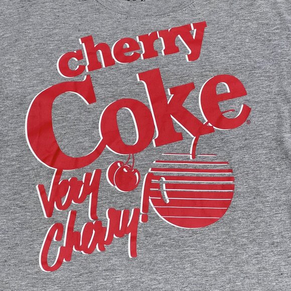 Coca Cola Cherry Coke Very Cherry! Retro Graphic Print Long Sleeve Tee Sz M Gray - Picture 2 of 6